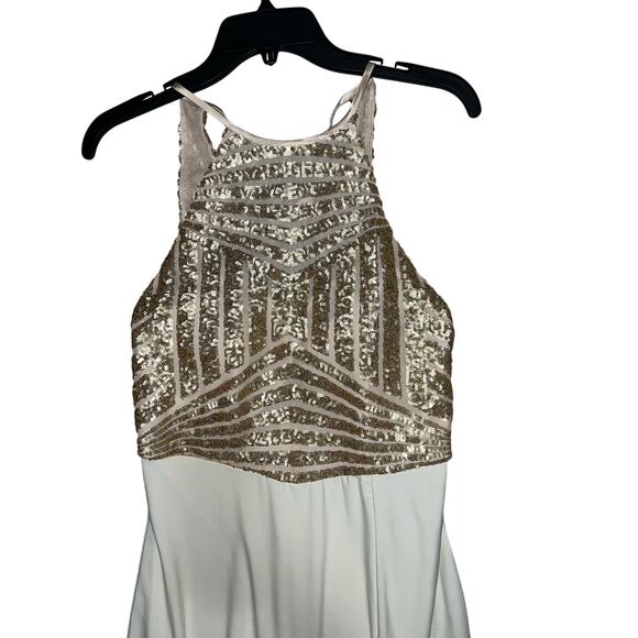 Masquerade Sequin High Neck Halter Prom Dress with Side Slit Size 9 NWTAI - Picture 6 of 10